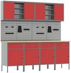 vidaXL Werkbank mit Schubladen 10-Tlg Rot Ingenieure Holz und Stahl 3321485