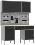 vidaXL Werkbank mit Speicher 10-Tlg Schwarz Ingenieure Holz und Stahl 3321452