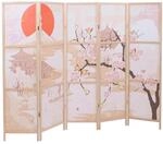 MCW Paravent O70 Naturmotive Holz Polyethylen 170x227cm Kirschbl&uuml;ten