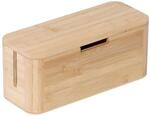 Relaxdays Kabelbox Bambus Natur Magnetverschluss 14,5 cm x 34 cm x 11 cm