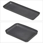 Relaxdays Tarteform 2er Set Carbonstahl Anthrazit Hebeboden Antihaftbeschichtet