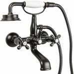 PaulGurkes Schwarze Wannenarmatur Retro Aufputz Nostalgie Handbrause Antik