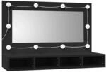 vidaXL Spiegelschrank mit LED Schwarz 90x31,5x62 cm 833488
