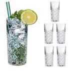 Relaxdays Longdrinkgl&auml;ser 6er Set Glas Transparent Sp&uuml;lmaschinengeeignet 15 cm x 7