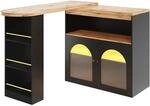 okwish Bartisch mit LED Beleuchtung Ausziehbar Stauraum 138-193x39x105cm Schwarz