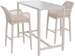 MCW Set Bartisch + 2x Barhocker P91 Seilgeflecht Metall Creme