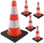 TRUTZHOLM 5x Verkehrskegel Schwere Ausf&uuml;hrung Reflektionsstreifen 45cm