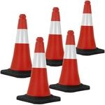 ECD Germany 5Er Verkehrskegel Pylone 51 cm Rot-Wei&szlig; Leitkegel mit Schwerem Fu&szlig;