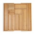 Relaxdays Besteckkasten Bambus Natur Ausziehbar 45 cm x 44,5 cm x 5,5 cm 2,1 kg