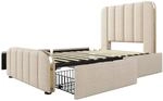 okwish Polsterbett 90&times;200 Einzelbett mit USB Type-C Ladefunktion und 4...