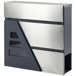 HOMCOM Mail Box Edelstahl Metall 37L x 10B x 37H cm Dunkelgrau