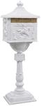 Relaxdays Standbriefkasten Aluminium Wei&szlig; Antik Abschlie&szlig;bar Freistehend 118 cm x