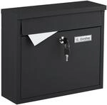 Relaxdays Wandbriefkasten Eisen Schwarz Abschlie&szlig;bar 31 cm x 36 cm x 12 cm 2 kg
