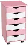 Tectake Rollcontainer Aus Holz Mit 6 Schubladen 36 x 40 x 65 cm Rosa
