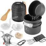 STAHLWERK Camping Kochgeschirr Alu Campinggeschirr Gaskocher Outdoor Set