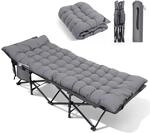 Sekey Campingbett Klappbar Feldbett mit Matratze Grau 190 x 71 x 35 cm