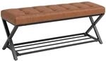 HOMCOM Shoe Bench Kunstleder Kohlenstoffstahl 112L x 37B x 47H cm Braun