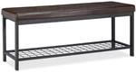 Relaxdays Schuhbank XXL Kunstleder Metall Braun Gepolstert 49 cm x 115 cm x 40 cm