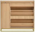 okwish Schuhschrank mit Klappdeckel Eingangsbereich 110x24x100cm Natur