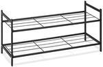 Relaxdays Schuhregal 2 Ebenen Metall Schwarz Stapelbar 33,5 cm x 70 cm x 26 cm
