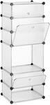Relaxdays Schuhregal 6 F&auml;cher Kunststoff Transparent Stecksystem 126 cm x 49 cm x