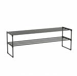 Relaxdays Schuhregal Metall Schwarz Stapelbar Stecksystem 2 Ebenen 38 cm x 117 cm x