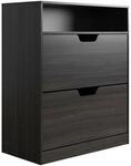 Relaxdays Schuhkipper Holzwerkstoff PP Grau Offenes Fach 102 cm x 80 cm x 24 cm