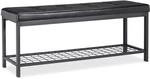 Relaxdays Schuhbank XXL Kunstleder Metall Schwarz Gepolstert 49 cm x 115 cm x 40 cm