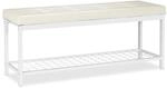 Relaxdays Schuhbank XXL Kunstleder Metall Wei&szlig; Gepolstert 49 cm x 115 cm x 40 cm
