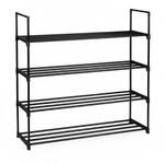Relaxdays Schuhregal Metall Schwarz Stapelbar Stecksystem 4 Ebenen 72 cm x 92 cm x 30