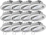 Oktaplex 12er Set Einbauleuchte Dijon Dimmbar inkl. LED Modul Warmwei&szlig; 5W Chrom