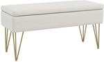 HOMCOM Sitzbank Polsterbank mit Stauraum Leinenoptik 100 x 40 x 49 cm Creme