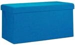 Relaxdays Sitzbank Leinen Blau Faltbar 38 cm x 76 cm x 38 cm