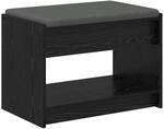 vidaXL Flurbank mit Kissen mit Regal Schwarze Eiche 63 x 38 x 45 cm 891569