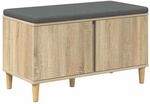 vidaXL Flurbank mit Kissen mit Speicher Sonoma-Eiche 80 x 38 x 46 cm 891530