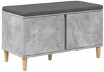 vidaXL Flurbank mit Kissen mit Speicher Betongrau 80 x 38 x 46 cm 891531