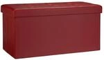 Relaxdays Sitzbank Kunstleder Dunkelrot Faltbar mit Stauraum 38 cm x 76 cm x 38 cm