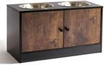 Relaxdays Hundefutterstation MDF Edelstahl Industrial-Schwarz Erh&ouml;ht mit...