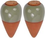 Relaxdays Bew&auml;sserungskegel Keramik Salbei 2er Set mit Korkdeckel 16 cm x 8 cm 350