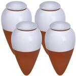 Relaxdays Bew&auml;sserungskegel Keramik Wei&szlig; mit Deckel 4er-Pack 350 ml 16 cm x 8...
