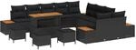 vidaXL Gartensofa-set mit Kissen 14-Tlg Schwarz Poly-Rattan 3364929