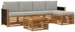 vidaXL Outdoor-Sofagarnitur mit Kissen 6 Stk Natur und Hellgrau 3384252