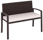 Costway Polyrattan Gartenbank mit Sitzkissen 110 x 56 x 84 cm Beige