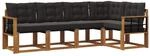 vidaXL Outdoor-Sofagarnitur mit Kissen 5-Tlg Natur und Schwarz 3368671