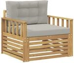 vidaXL Outdoor-Sofa Polyester Wei&szlig; und Hellgrau 3439128