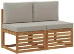 vidaXL 2 St&uuml;ck Outdoor Mittelsofa Massivholz Akazie Natur 900496