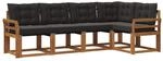 vidaXL Outdoor-Sofagarnitur mit Kissen 5-Tlg Natur und Schwarz 3368667