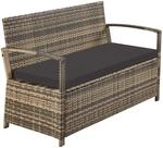 Tectake Rattan Gartenbank Vecchia 2 Sitzer Wetterfest Gro&szlig;z&uuml;giger Stauraum 56 x