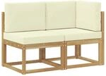 vidaXL Outdoor Mittel- und Ecksofa 2 St&uuml;ck Wei&szlig; Massivholz Akazie 901473