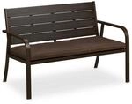 Relaxdays Gartenbank Kunststoff Stahl Braun mit Sitzauflage 78 cm x 118 cm x 66 cm